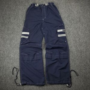 Vintage Y2K Caffeine Rave Pants Small Wide Leg Baggy Cargo Paratrooper Polyester